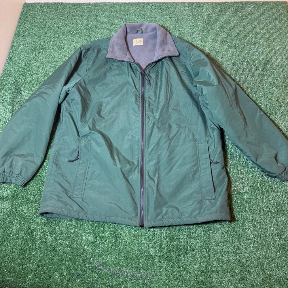 GH Bass & Co Mens Fleece Lined Full Zip Jacket Forest Green XL Outdoors Hiking